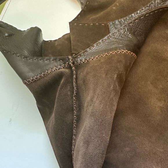 Carla Mancini vintage brown suede w/ leather handles & leather top sides see pic - Picture 8 of 8